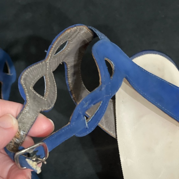 VINTAGE BLUE SUEDE SHOES pin up burlesque - Picture 3 of 9